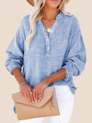 Women's Casual V-Neck Gauze Blouse