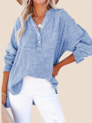 Women's Casual V-Neck Gauze Blouse - Image 2