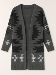 Women's Holiday Style Printed Long Sleeve Cardigan Sweaters - Image 5