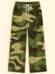 Women's Casual Camouflage Print Drawstring Wide Leg Pants