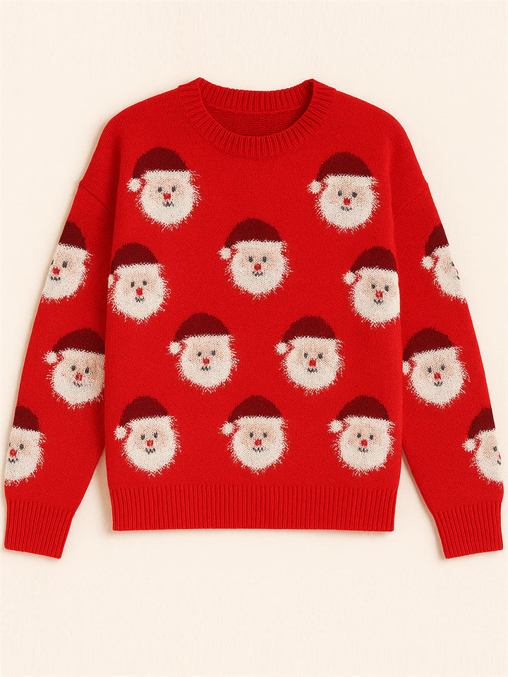 9e9c96d451ba035c9a01a3ce345a7a90 Women's Stylish Christmas Santa Claus Pattern Pullover Sweaters - Image 1