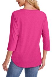 Women's 3/4 Length Sleeve Top Pleated Front T-Shirt (Buy 3 Free Shipping) - Image 4