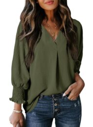 Women's Casual 3/4 Sleeve V Neck Basic Tops (Buy 3 Free Shipping) - Image 13