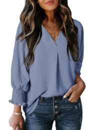 Women's Casual 3/4 Sleeve V Neck Basic Tops (Buy 3 Free Shipping) - Image 14