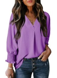 Women's Casual 3/4 Sleeve V Neck Basic Tops (Buy 3 Free Shipping) - Image 11