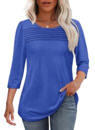Women's 3/4 Length Sleeve Top Pleated Front T-Shirt (Buy 3 Free Shipping) - Image 6