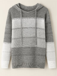 Women's Casual Color Block Pullover Hooded Sweaters - Image 4