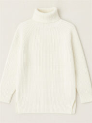 Women's Solid Color Turtleneck Split Hem Long Sleeve Knitted Sweaters - Image 3