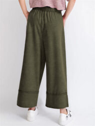 Women's Distressed Solid Color Pockets Elastic Waist Wide Leg Pants - Image 8