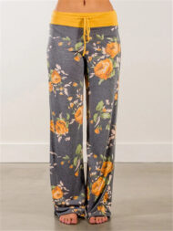 Women's Casual Floral Printed Drawstring Wide-Leg Pants - Image 9