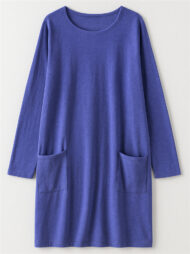 Women's Casual Long Sleeve Round Neck Shirts with Pockets