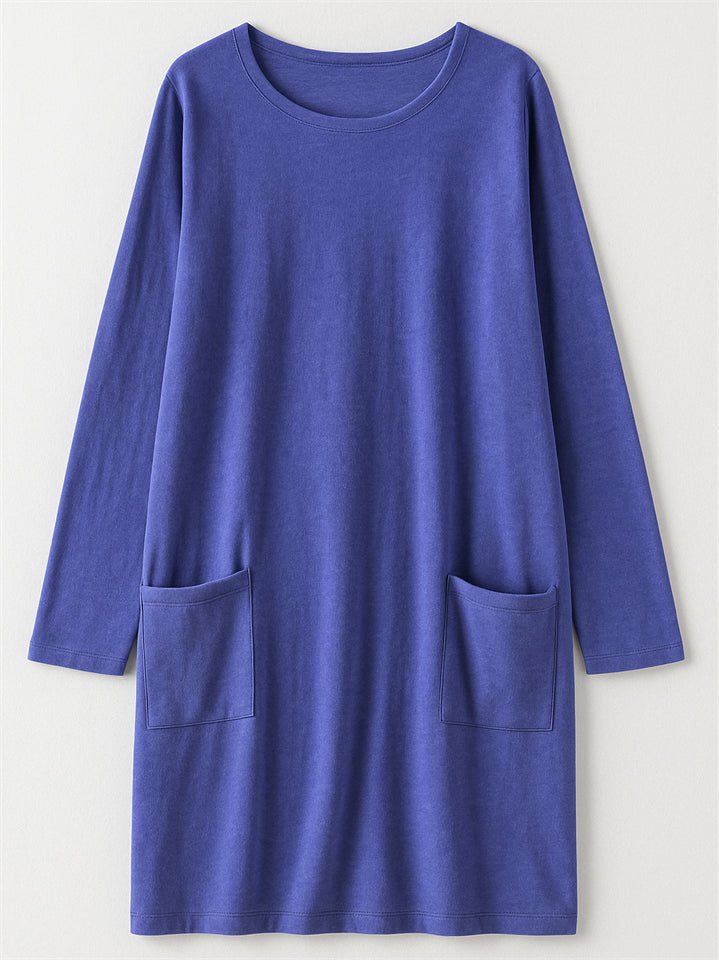 ab6659e7df117230e6808c996d62be74 Women's Casual Long Sleeve Round Neck Shirts with Pockets - Image 1