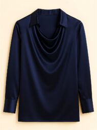 Ladies' Elegant Simple Solid Color Lapel Long Sleeve Blouses - Image 6