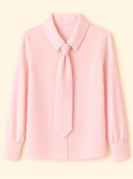 Ladies' Elegant Simple Solid Color Lapel Tie Long Sleeve Blouses - Image 2