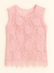 Summer Solid Color Lace Jacquard Sleeveless Tank Shirts - Image 2