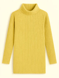 Ladies' Fitted High Neck Solid Color Pit Stripe Split Long-sleeved Sweaters - Image 4