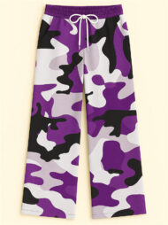 Women's Casual Camouflage Print Drawstring Wide Leg Pants - Image 3