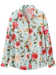 Women's Long Sleeved Floral Print Holiday Blouses - Image 3