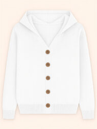 Autumn Candy Color Button Up Long Sleeve Hooded Sweaters for Women - Image 9