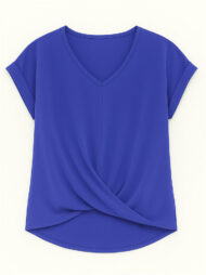 Women's Summer V Neck Simple Solid Color Short Sleeve T-Shirts - Image 2
