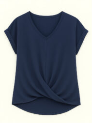 Women's Summer V Neck Simple Solid Color Short Sleeve T-Shirts - Image 3