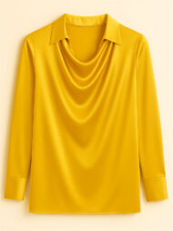Ladies' Elegant Simple Solid Color Lapel Long Sleeve Blouses - Image 5