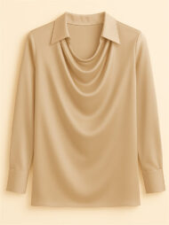 Ladies' Elegant Simple Solid Color Lapel Long Sleeve Blouses - Image 4