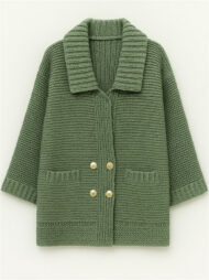 Plus Size Winter Solid Color Double Breasted Cardigan Knitted Sweaters