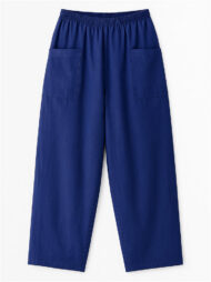 Women's Simple Solid Color Elastic High Waist Pants with Pockets - Image 3