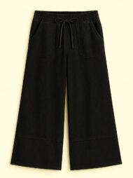 Women's Distressed Solid Color Pockets Elastic Waist Wide Leg Pants - Image 4