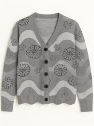 Casual Flowers Print Button Up Cardigan Sweaters for Women - Image 3