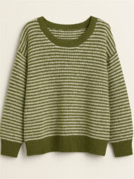 Comfy Autumn Elegant Contrast Color Striped Sabrina Collar Sweaters - Image 2