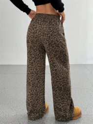 Women's Classic Street Style Leopard Printed Drawstring Wide-leg Pants - Image 4