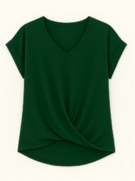 Women's Summer V Neck Simple Solid Color Short Sleeve T-Shirts - Image 4