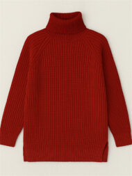 Women's Solid Color Turtleneck Split Hem Long Sleeve Knitted Sweaters - Image 5