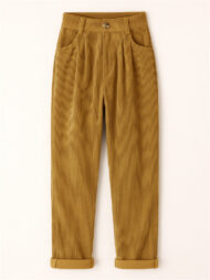 Women's Simple Solid Color High Waist Corduroy Pants - Image 2