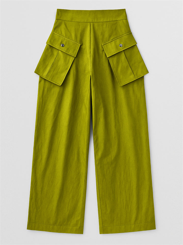 d15c9fa663045029bf23af46322f9958 Women's Fashion Casual Detachable Pockets Wide Leg Pants - Image 1