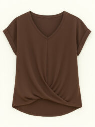Women's Summer V Neck Simple Solid Color Short Sleeve T-Shirts - Image 6