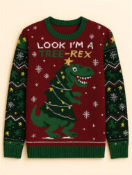 Women's Autumn Creative Dinosaur Jacquard Round Neck Pullover Christmas Sweaters