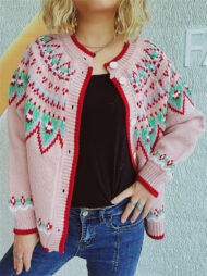 Contrast Color Ethnic Style Crochet Cardigan Sweaters for Women - Image 3