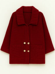 Plus Size Winter Solid Color Double Breasted Cardigan Knitted Sweaters - Image 3