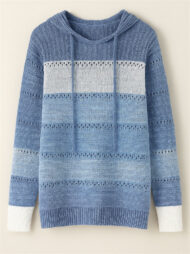 Women's Casual Color Block Pullover Hooded Sweaters - Image 3