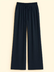 Women's High Waist Solid Color Drawstring Wide Leg Flared Pants - Image 7