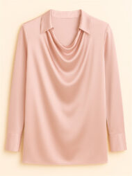 Ladies' Elegant Simple Solid Color Lapel Long Sleeve Blouses
