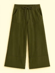 Women's Distressed Solid Color Pockets Elastic Waist Wide Leg Pants