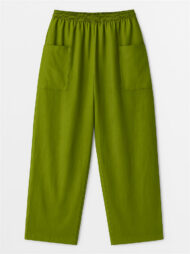 Women's Simple Solid Color Elastic High Waist Pants with Pockets - Image 7