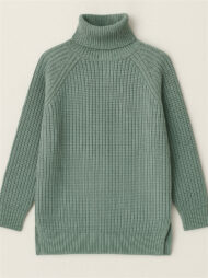 Women's Solid Color Turtleneck Split Hem Long Sleeve Knitted Sweaters