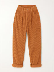 Women's Simple Solid Color High Waist Corduroy Pants
