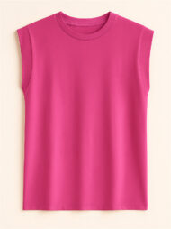 Ladies' Elegant Macaron Color Round Neck Sleeveless Shirts - Image 3