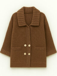 Plus Size Winter Solid Color Double Breasted Cardigan Knitted Sweaters - Image 2